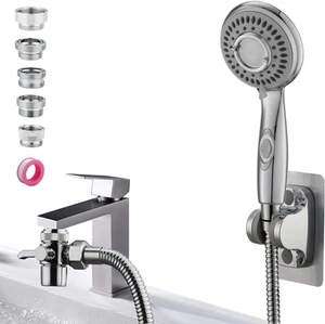 Faucet Shower Head Sink Sprayer 79" Hose Extender Set Brass Diverter 5 Adapters - Picture 1 of 11