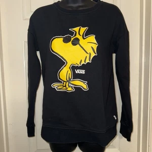 Vans x Snoopy 2017 Woodstock gemütliches klassisches schwarzes Damen-Sweatshirt Größe Small - Bild 1 von 4