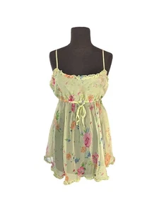 Vestido Babydoll Vintage Victoria’s Secret Sin Mangas Transparente Floral Camisón Mujer Mediano - Imagen 1 de 5