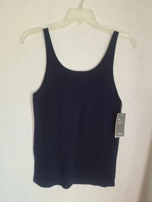 Camiseta sin mangas Eileen Fisher XLarge de algodón orgánico cuello redondo concha azul marino nueva con etiquetas Foto 1 de 4