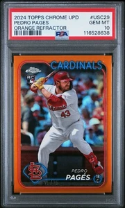 2024 Topps Chrome Update #USC29 Pedro Pages Orange Refractor RC #/25 PSA 10 - Picture 1 of 2