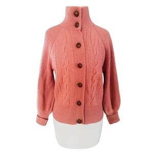 J. CREW Women’s Lambs Wool Knit Sweater Size S Button-down Cardigan Mock Neck - Picture 1 of 8