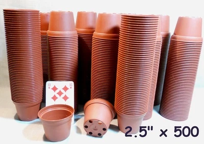 Lote de 500 macetas redondas de plástico en miniatura marrón de 2 1/2" Foto 1 de 4