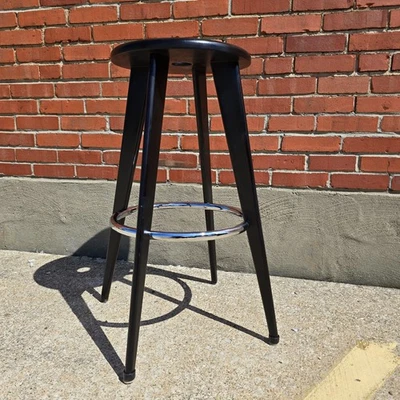Vitra Tabouret Haut Stool Jean Prouvé 1942 Solid Oak Dark Stain Modern Industria - Image 1 of 4