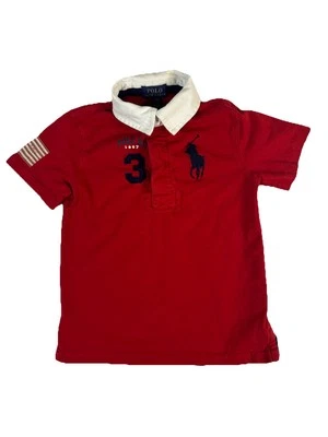 Polo Ralph Lauren Boys Red Big Pony Cotton ‘3’ Short Sleeve Polo, Flag,  Size 4 - Image 1 of 4