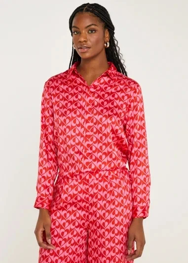 BNWT Be Beau Matalan Red Pink Satin Heart Blouse Shirt Size 20 Valentines - Image 1 of 3
