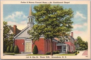 Greensboro, North Carolina Postcard FORBIS & MURRAY FUNERAL HOME Linen c1940s - Picture 1 of 2
