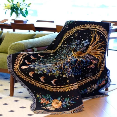 Manta Tree of Life Boho para sofá cama silla mandala algodón estético... Foto 1 de 4