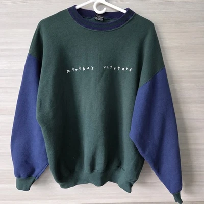 Sudadera De Colección Martha's Vineyard Talla XL Wilson Verde Azul Hecha en EE. UU. Recuerdo Foto 1 de 4