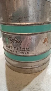 Vintage Foley Sift-Chine Flour Sifter Triple Screen Teal Turquoise Bands, Works! - Picture 1 of 3