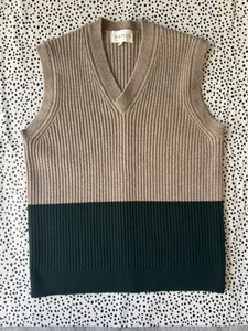 Sirplus 100% Lambswool Two Tone Knit Sweater Vest Pullover Large VCG - Picture 1 of 10