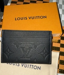 Louis Vuitton Embossed Monogram Shadow Look Double Card Holder M81415 In Black - Picture 1 of 8