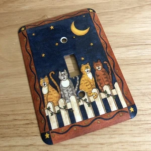 Cat Light Switch Cover Plate Four Kitties On Fence - Picture 1 of 5