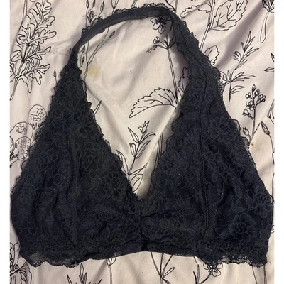 Bralette halter sin forro de encaje gris oscuro Gilly Hicks, pequeño Foto 1 de 4