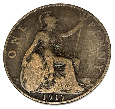 # C4114 GRANDE MOEDA BRITÂNICA, CENTAVO GRANDE 1917 - Imagem 1 de 2