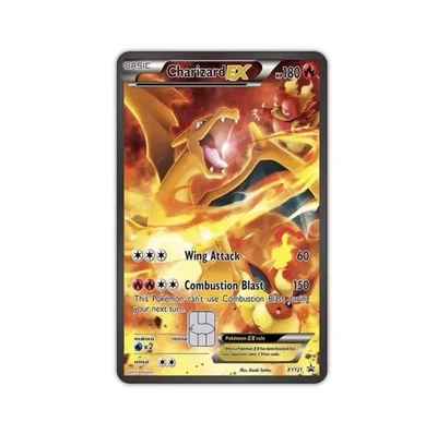 Recubrimiento de tarjeta de débito de crédito Charizard | Chip pequeño Foto 1 de 4