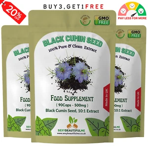 Black Cumin Seed Caps-5000mg (500mg*10:1Ext) Immune System Support, Respiration - Picture 1 of 4