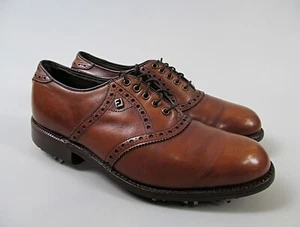 Vintage FootJoy Classics Golf Shoes Mens 7 D Brown Leather 51805 Made USA - Picture 1 of 12