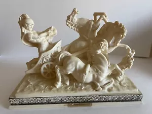 Vintage A. Santini Roman 11" Chariot Gladiator Sculpture Statue Italian 4 Horses - Picture 1 of 8