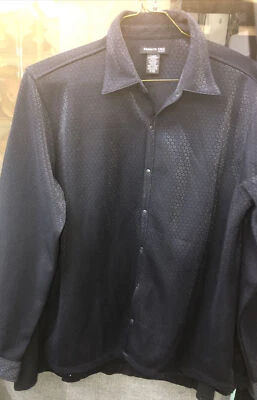 Camisa de vestir Kenneth Cole New York para hombre manga larga negra talla grande Foto 1 de 4