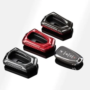 1x LUXURY Keychain Key Fob Cover Set For Chevrolet Chevy Camaro XFLA Red-black - Picture 1 of 7