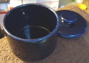 Taza de sopa estilo comedor azul real de colección con tapa hecha en EE. UU. A estampada en la parte inferior - Imagen 1 de 2