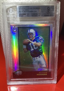 1998 Bowman Chrome Preview Peyton Manning Refractor Rookie BGS 9
