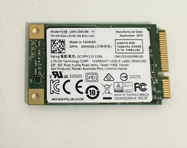 Lite-On LMH-256V2M 256GB mSATA Mini-PCI E Solid State Hard Drive (2HNG6)
