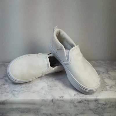 Vans Zapatos Jóvenes 11 Niños Off The Wall Clásico Mocasín Sin Cordones 500714 Lona Blanca Foto 1 de 4