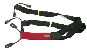 Trafalgar bretelle regolabili in pelle nylon elasticizzato nero marrone chiusure oro - Foto 1 di 6