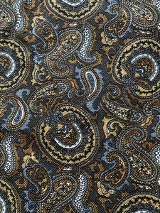 Vintage Stoff Paisley braun schwarz Concord Textil Co 2 Yards wenig weniger grau - Bild 1 von 5