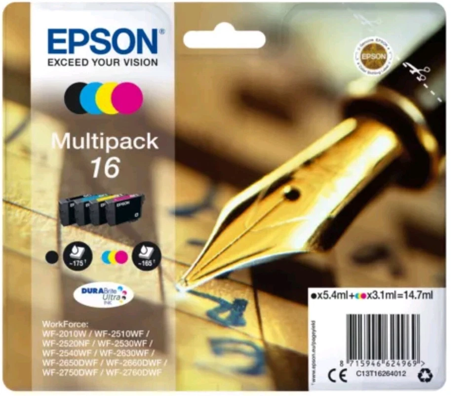 Epson 16 MULTIPACK 4 COLORI CARTUCCE ORIGINALI, NUOVA  - Immagine 1 di 1