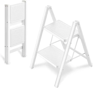 2 Step Ladder Folding Step Stool, 330 Lbs Load Heavy Duty Stepping Stool for Ad - Picture 1 of 8