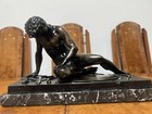 Bronzefigur,Sterbender Gallier, Gladenbeck,Berlin,braun,männlicher Akt,um1900