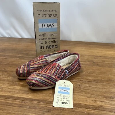NUEVOS TOMS Zapatos para Mujer Clásicos Rayas Multi Lana Colores Arco Iris - Talla 6.5 ¡NUEVOS EN CAJA! Foto 1 de 4