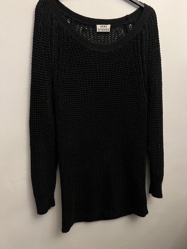 Acne Studios abito maglione lungo maglia nera misto lana UK8 pre amato donna