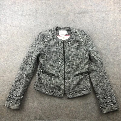 Chaqueta Banana Republic Mujer 6 Gris Cremallera Completa Blazer Informal Ropa Profesional Foto 1 de 4