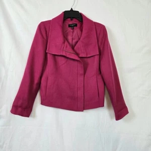 Talbots Damen Magenta Pink Moto Style strukturierte Wollmischung Reißverschluss Jacke 8P Petite - Bild 1 von 9