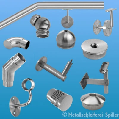 Edelstahl Geländer Handlauf 42,4x2 Halter Rohr Verbinder Endstück Kappen Zubehör - Bild 1 von 4