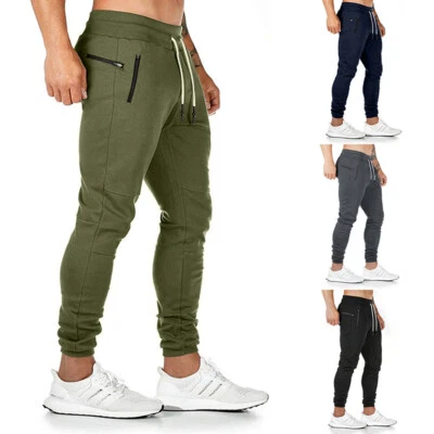 Men's Slim Fit Tracksuit Bottoms Skinny Jogging Joggers Sweat Pants Gym Trousers - Image 1 of 4