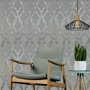 Sequin silver glitter trellis lines Textured Geometric light gray Wallpaper 3D - Picture 1 of 14