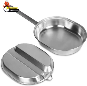 304 Stainless Steel US Military Mess Kit Plate Set GI Type Outdoor Camping Hikin - Picture 1 of 12