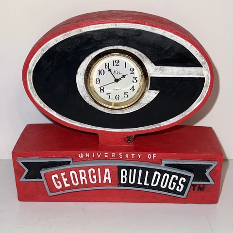 Georgia Bulldogs Desk Clock Display New Battery Tested Works Timezone Company Cover