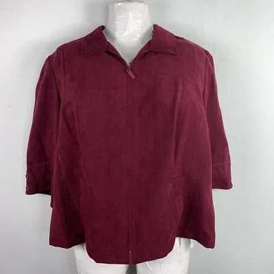 Vestido Granero Mujer Mujer Top Talla 18W Rojo Arándano Cremallera Frontal Imitación Gamuza Foto 1 de 4