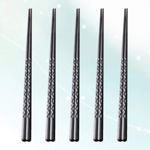5 Pairs Gravierte Stäbchen Chinesischen Stäbchen Schwarz Stäbchen - Bild 1 von 11