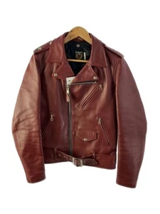 Schott 613UST One Star double leather motorcycle jacket Cowhide Bordeaux 36 - Picture 1 of 6