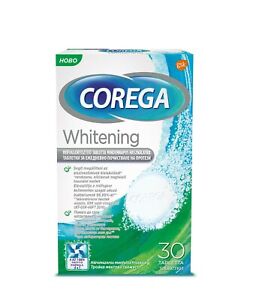 Corega Tabs Whitening Denture Care Kill 99.9% Bacteria Remove Plaque 30 pcs 