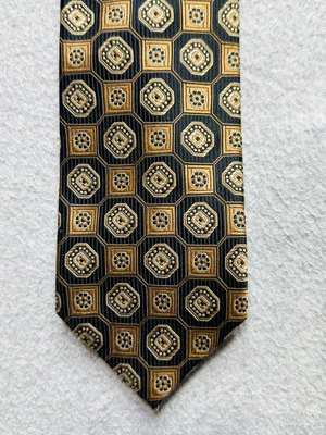 Alexander Julian Colours Tie Necktie Neckwear Adult Black Bronze Geometric Mens - Image 1 of 4