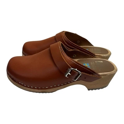 Zueco boho sueco Mia Alma / Free People madera-cuero 38 7,5/8 correa para el tobillo Foto 1 de 4