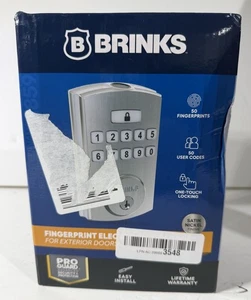 Huella digital electrónica Brinks y teclado cerrojo para puertas exteriores níquel satinado - Imagen 1 de 6